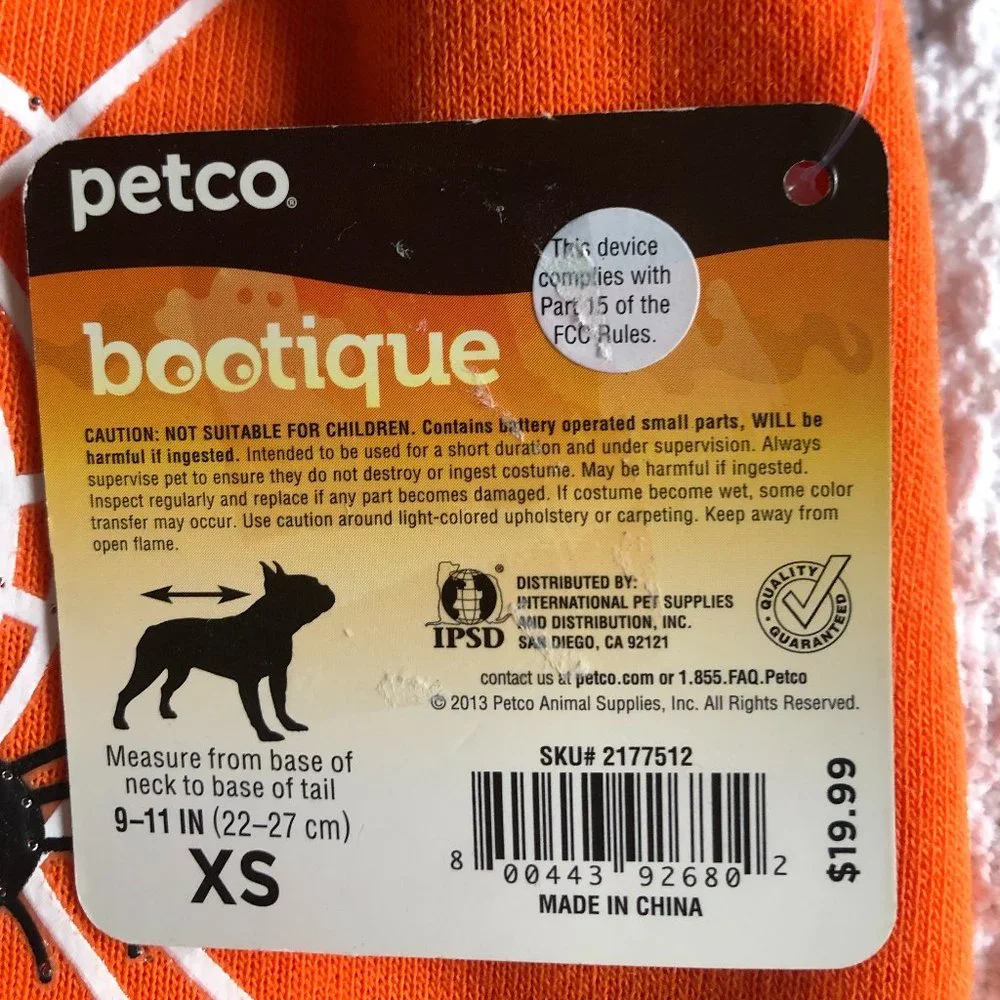 NWT Dog Spider Web Costume